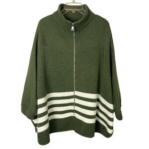 Do Everything in Love Green and White Poncho